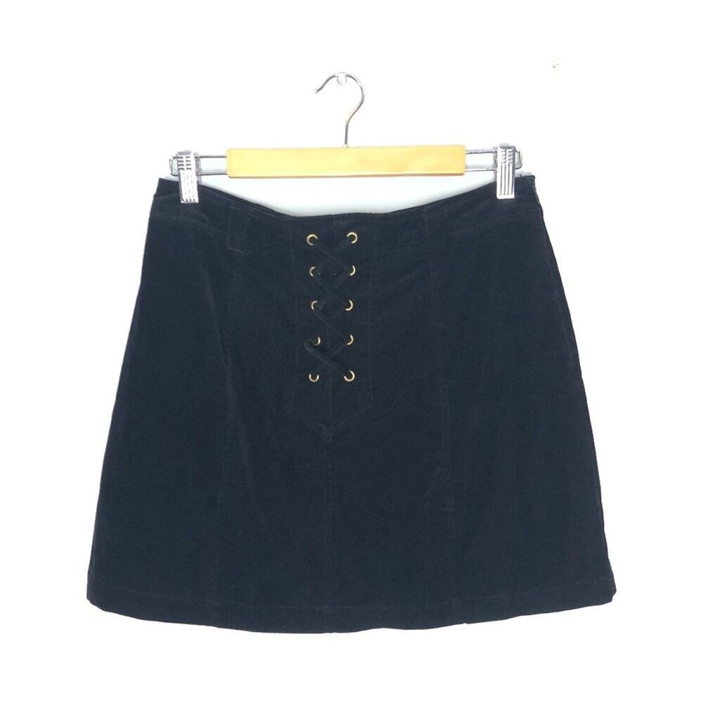 Lord Taylor Design Lab Corduroy Mini Skirt Black M